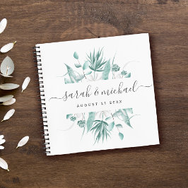 Modern Elegant Script Greenery Wedding Guest Notitieboek