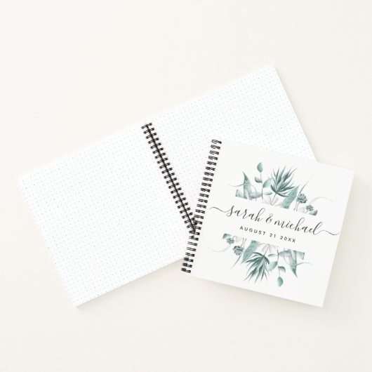 Modern Elegant Script Greenery Wedding Guest Notitieboek