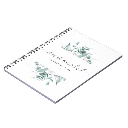 Modern Elegant Script Greenery Wedding Planning Notitieboek (Linkerzijde)