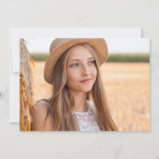 Modern elegant script grijs en goud | 2 Foto-Afstu Aankondiging (Achterkant)