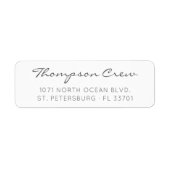 Modern elegant script grijs retouradres etiket (Voorkant)