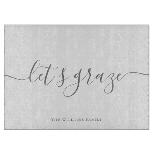 Modern elegant script grijze serie snijplank (Voorkant)