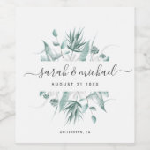 Modern Elegant Script groen bruiloft gunst Wijn Etiket (Enkel label)