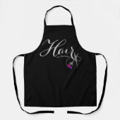 Modern elegant Script-haar op naam zwart Schort (Voorkant)