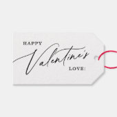 Modern Elegant Script Happy Valentine Day Cadeaulabel (Voorkant (Horizontaal))