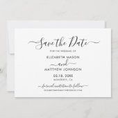 Modern Elegant Script Hart Een foto bruiloft Save The Date (Achterkant)