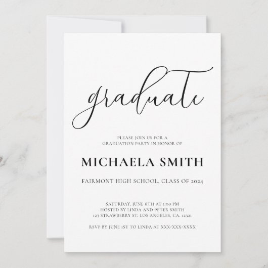 Modern Elegant Script High School Foto Afstuderen Kaart (Voorkant)