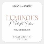 Modern Elegant Script Huidverzorging Verpakking La Vierkante Sticker (Voorkant)