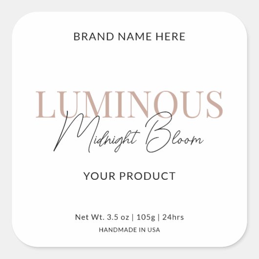 Modern Elegant Script Huidverzorging Verpakking La Vierkante Sticker (Voorkant)