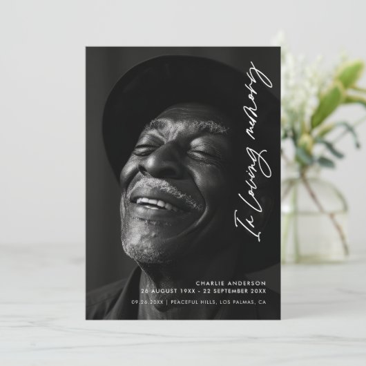 Modern elegant script in liefdevolle herinnering b programmakaart (Staand voorkant)