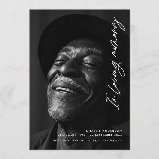 Modern elegant script in liefdevolle herinnering b programmakaart (Voorkant)