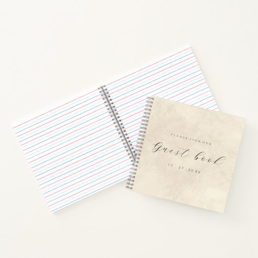 Modern elegant script ivoor gastenboek voor bruilo notitieboek (Binnen)