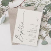 Modern Elegant Script Ivoor Neutral Baptism Kaart