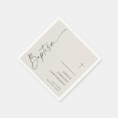 Modern Elegant Script Ivoor Neutral Baptism Servet (Hoek)