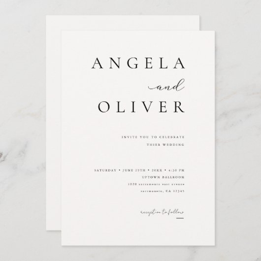 Modern Elegant Script Ivory Minimalist Wedding Kaart (Voorkant / Achterkant)