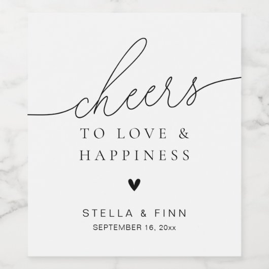 Modern elegant script juicht huwelijksgunst toe wijn etiket (Enkel label)