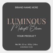 Modern Elegant Script Kaars Verpakking Label Zwart (Voorkant)