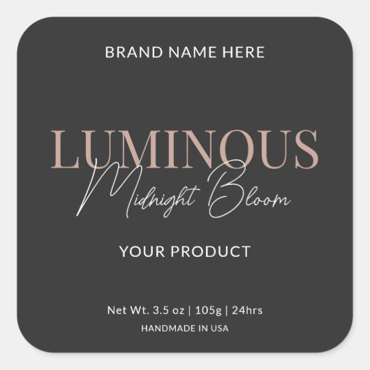 Modern Elegant Script Kaars Verpakking Label Zwart (Voorkant)