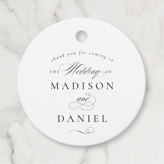 Modern Elegant Script Klassieke bruiloft Bedankjes Labels (Voorkant)