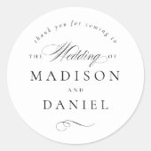 Modern Elegant Script Klassieke bruiloft gunst Ronde Sticker (Voorkant)