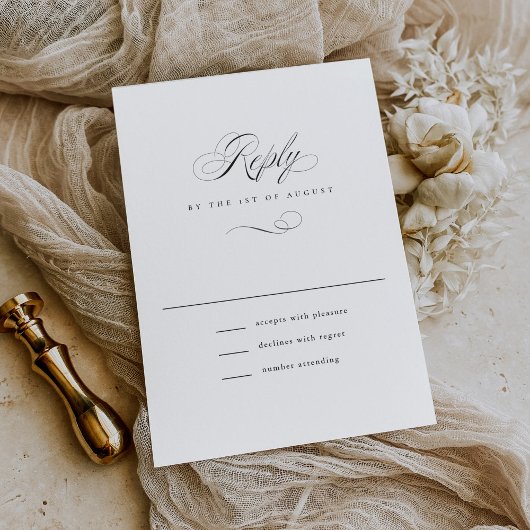 Modern Elegant Script Klassieke bruiloft RSVP Kaartje