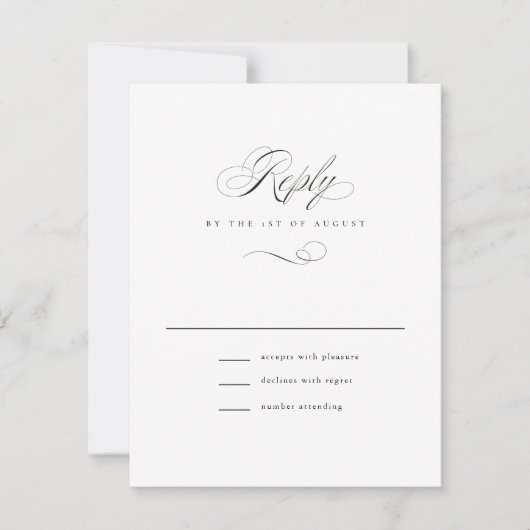 Modern Elegant Script Klassieke bruiloft RSVP Kaartje (Voorkant)