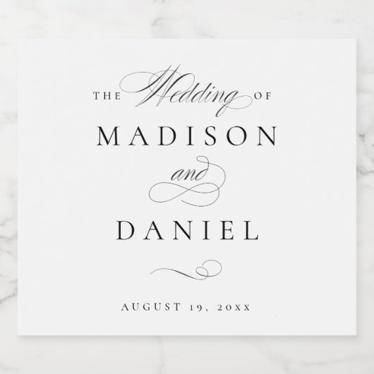 Modern Elegant Script Klassieke bruiloft Sparkling Wijnetiket (Enkel label)