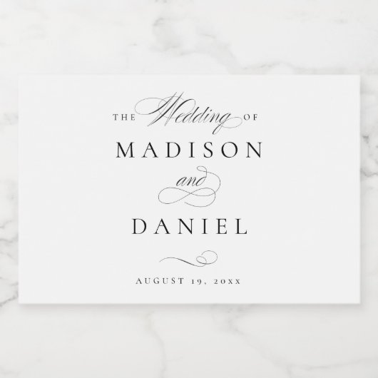 Modern Elegant Script Klassieke bruiloft Sparkling Wijnetiket (Enkel label)