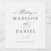 Modern Elegant Script Klassieke bruiloft Wijn Etiket (Enkel label)