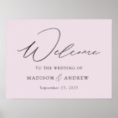 Modern Elegant Script Lavender Weddenschap Welkom Poster (Voorkant)