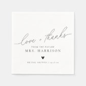 Modern Elegant Script Liefde + Bedankt Vrijgezelle Servet (Voorkant)