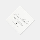 Modern Elegant Script Liefde + Bedankt Vrijgezelle Servet (Hoek)