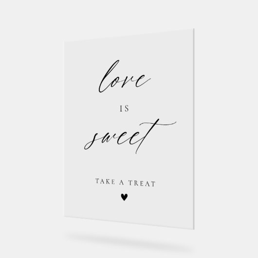 Modern Elegant Script Love is Sweet Favors Acryl Bord (Hoek)