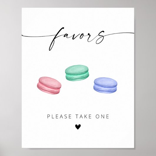 Modern Elegant Script Macaron Favors Poster (Voorkant)