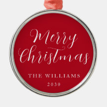 Modern Elegant Script Merry Christmas Red