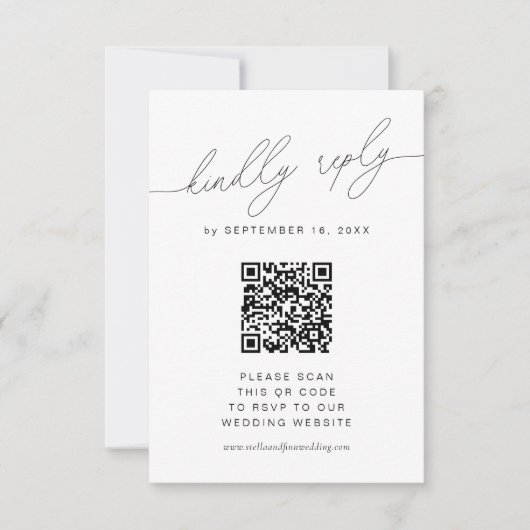 Modern elegant script met QR-code RSVP Kaartje (Voorkant)