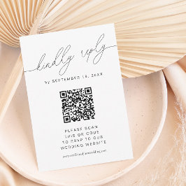Modern elegant script met QR-code RSVP Kaartje
