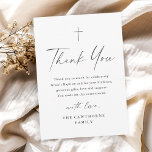 Modern Elegant Script Minimal Baptism Bedankkaart<br><div class="desc">Modern Elegant Script Minimal Baptism Dank je kaart. Klik op de personaliseerknop om dit ontwerp aan te passen met uw gegevens. Als u de kleuren en lettertypen wilt wijzigen,  kiest u dit ontwerp verder bewerken om extra opties voor aanpassing te openen.</div>