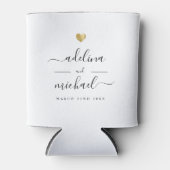 Modern Elegant Script Minimal Gold Wedding Favor Blikjeskoeler (Voorkant)