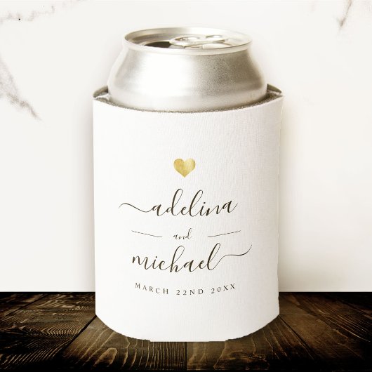 Modern Elegant Script Minimal Gold Wedding Favor Blikjeskoeler