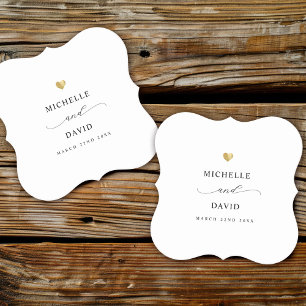 Modern Elegant Script Minimal Gold Wedding Favor Kartonnen Onderzetters