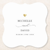 Modern Elegant Script Minimal Gold Wedding Favor Kartonnen Onderzetters (Voorkant)