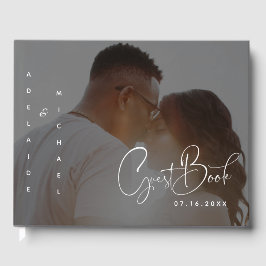 Modern Elegant Script Minimalist Photo Wedding Gastenboek