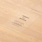 Modern Elegant Script Minimalistische bruiloft Dui Acryl Uitnodigingen (Laagn)