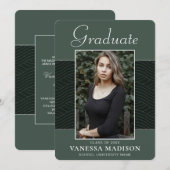 Modern | Elegant Script Mint Green 1 Photo Afstude Aankondiging (Voorkant / Achterkant)