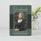 Modern | Elegant Script Mint Green 1 Photo Afstude Aankondiging (Staand voorkant)