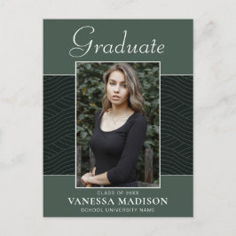 Modern | Elegant Script Mint Green 1 Photo Afstude Briefkaart