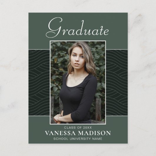 Modern | Elegant Script Mint Green 1 Photo Afstude Briefkaart (Voorkant)