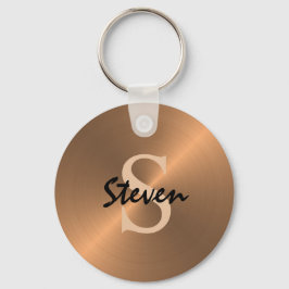 Modern elegant script monogram Bronze Metallic Sleutelhanger