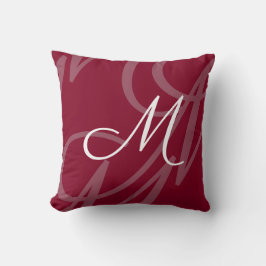 Modern Elegant Script Monogram Burgundy Red Kussen